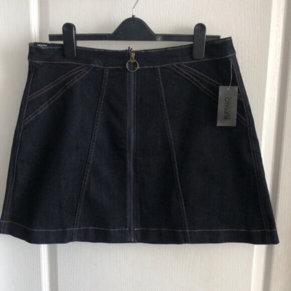 Buffalo Front Zip Jeans Skirt Rinse Wash High Rise Cadby Lavage Naturel Sz 31 - Picture 4 of 9